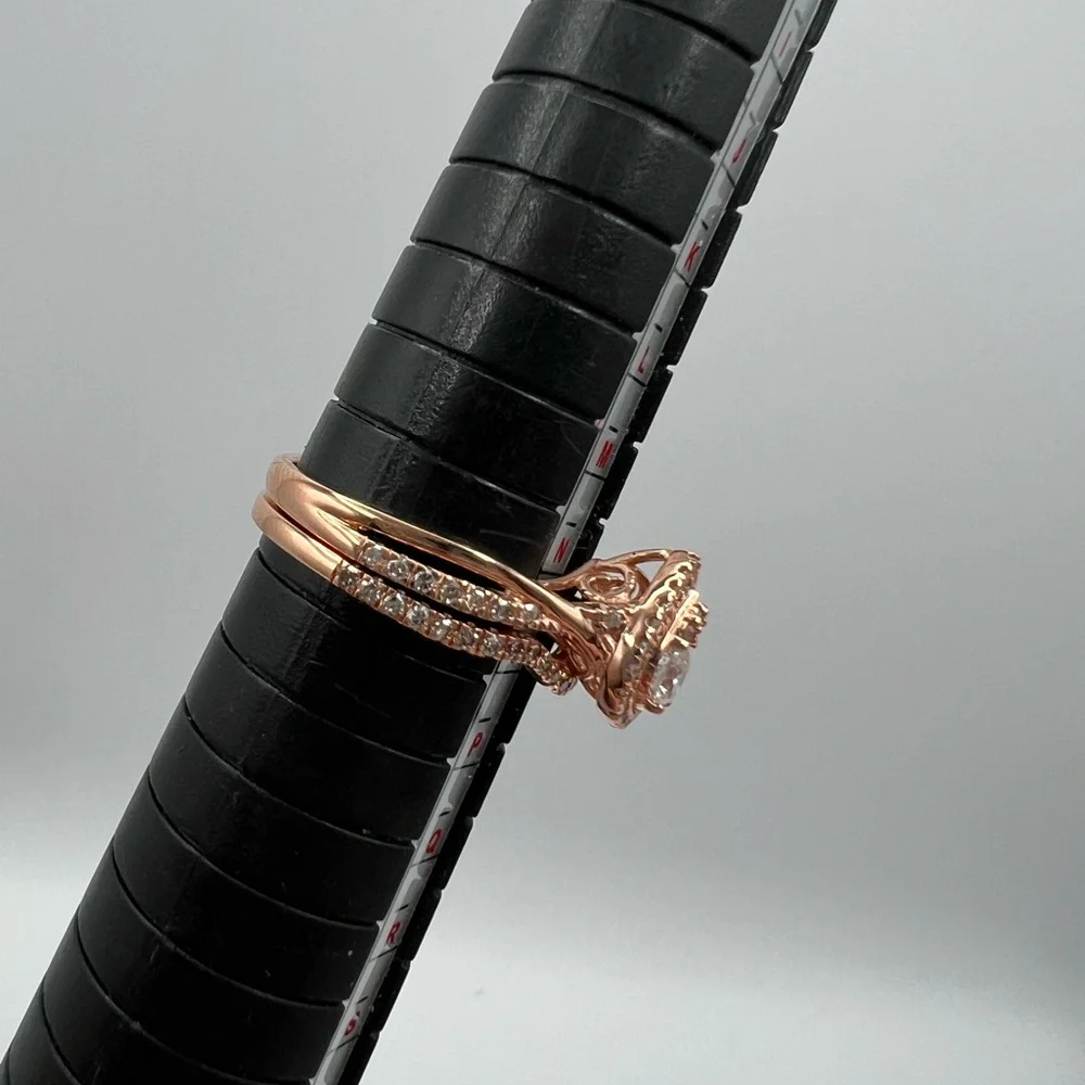10K Rose Gold 1/2 CTTW Diamond Bridal Ring Brilliance Fine Jewelry Forever Bride - Picture 9 of 10